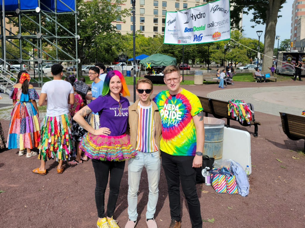 Coal Creative’s Holly K. Pilcavage, Jesse Macko and Sam O’Connell walked in the City of Wilkes-Barre 4th Annual Multicultural Parade with fellow members of the Rainbow Alliance Board of Directors. 