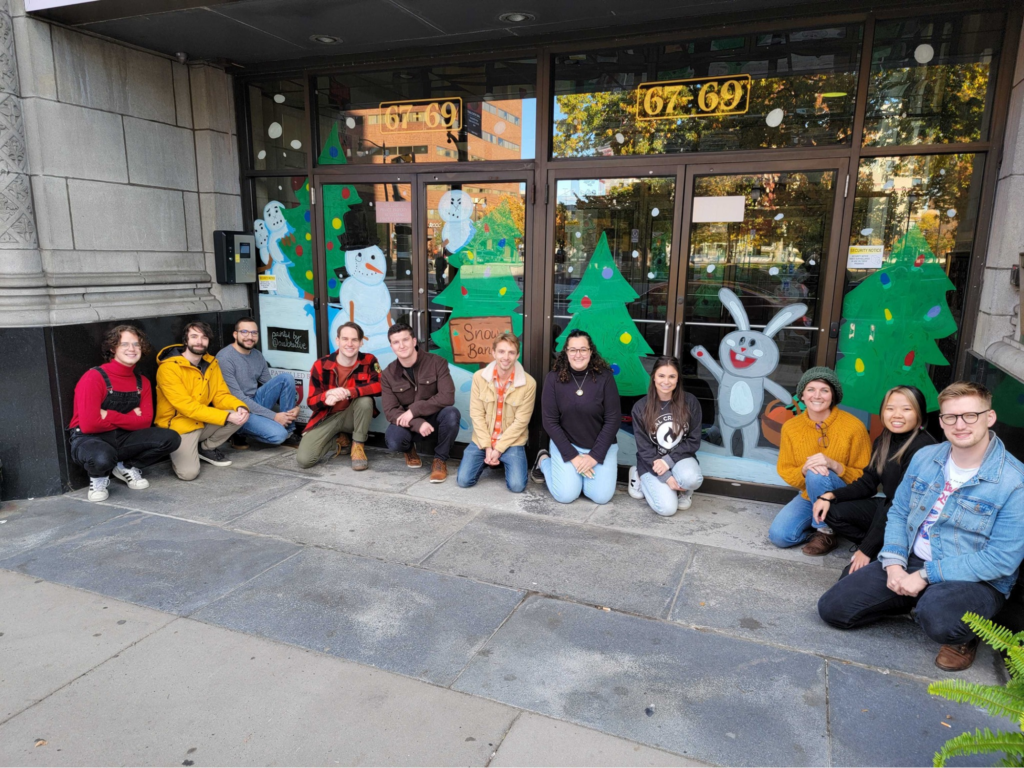 Members of the Coal Creative team decorated the Luzerne Bank front windows for the holidays.