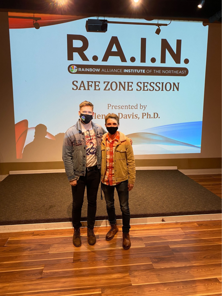 Sam O’Connell and Jesse Macko, Coal Creative employees and Rainbow Alliance Board Members, attended the Safe Zone Workshop on November 5.